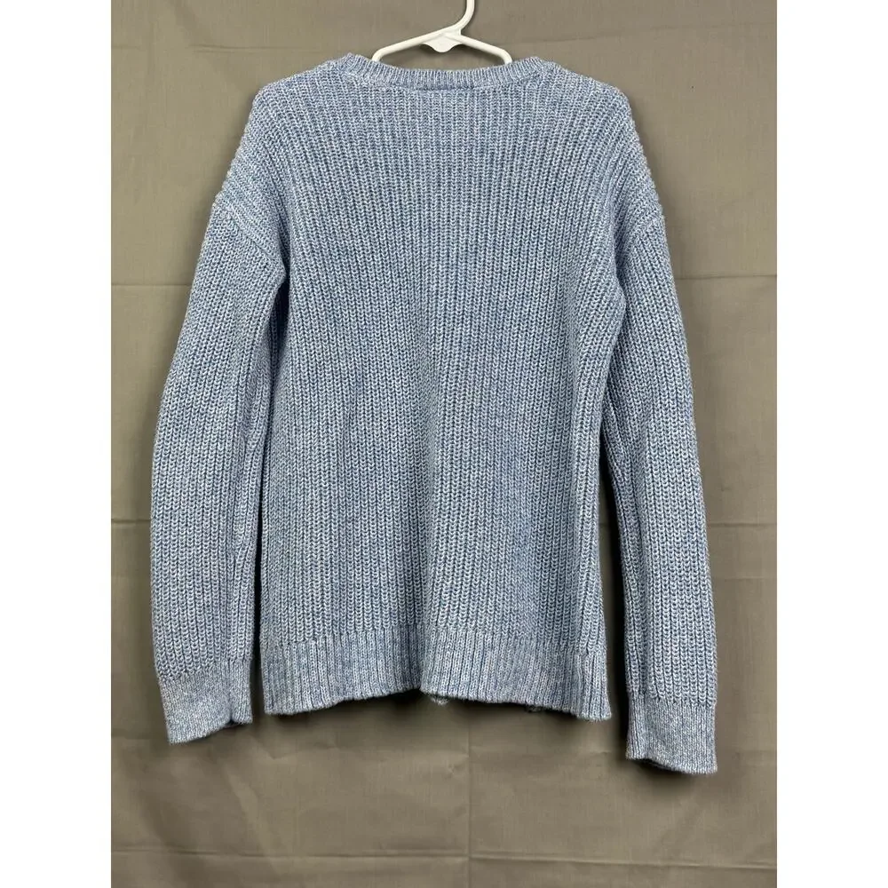 The Children’s Place Girls Sweater Blue Knit Crewneck Cute Bow, Size 7/8